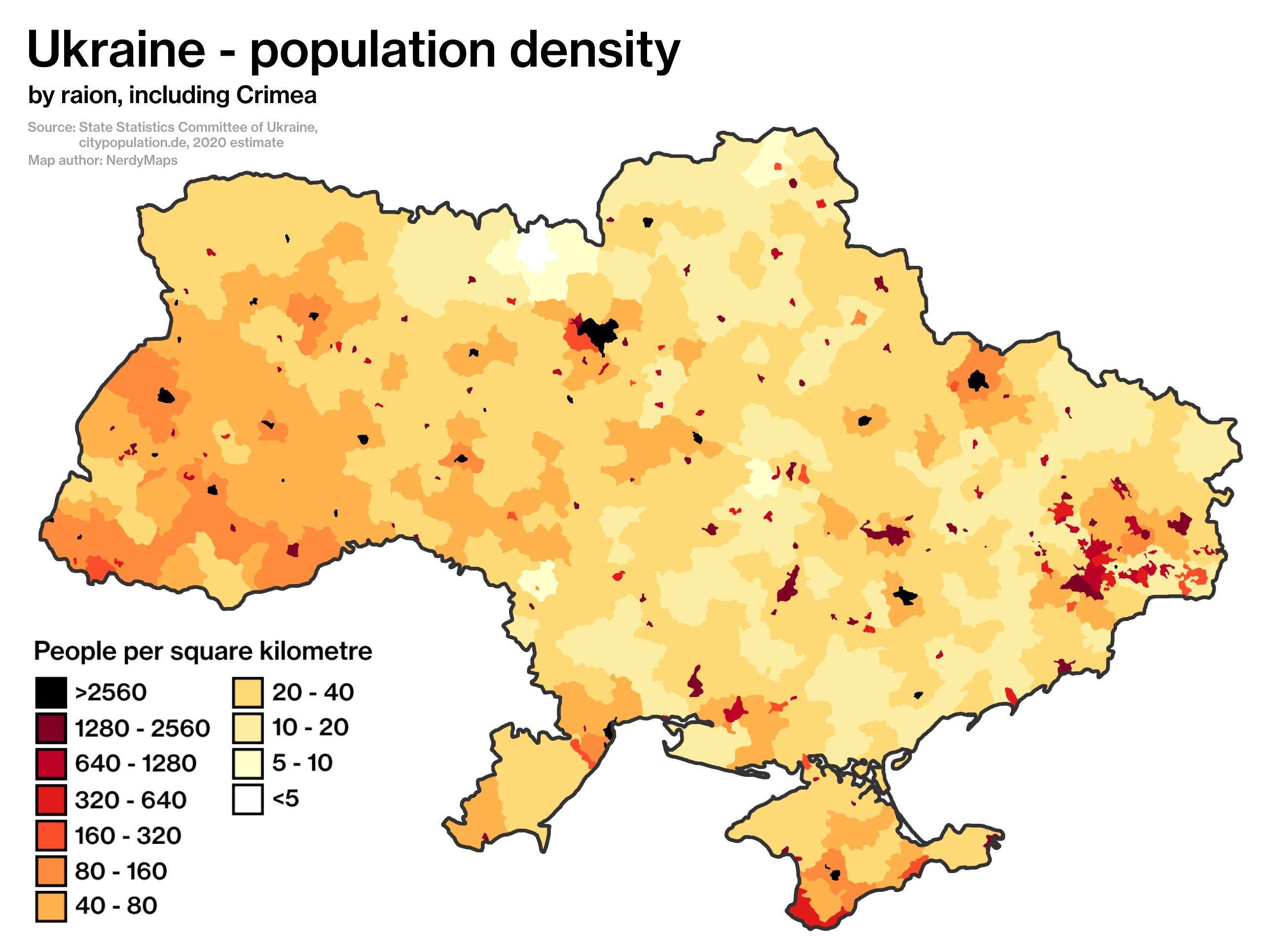 Map of Ukraine population population density and structure of